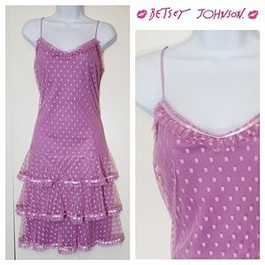 Betsey Johnson Tiered Mesh Slip Dress